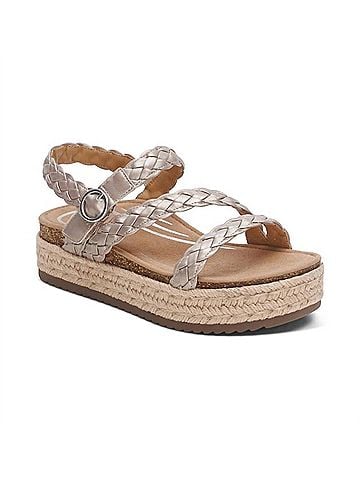 Aetrex Women's Julia Platform Sandal in Platinum (view 1)