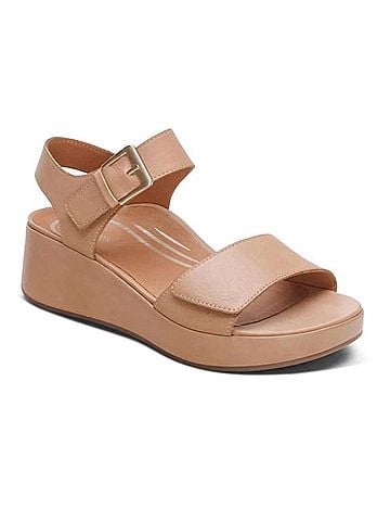 Aetrex Women's Ariel Adjustable Quarter Strap Wedge in Sand (view 2)