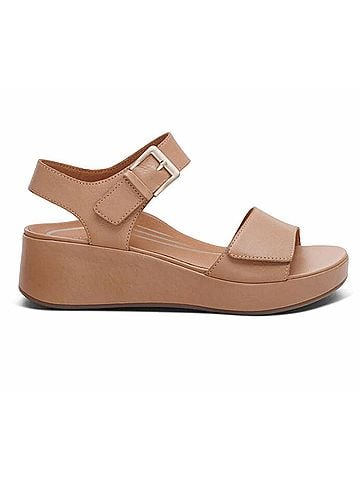 Aetrex Women's Ariel Adjustable Quarter Strap Wedge in Sand (view 1)