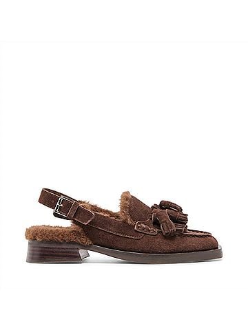 Dolce Vita Women's Hamlit Plush Slingback Mules in Chocolate Brown (view 1)