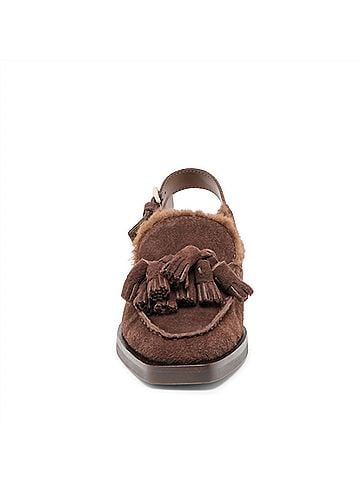 Dolce Vita Women's Hamlit Plush Slingback Mules in Chocolate Brown (view 2)