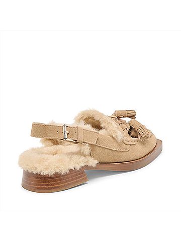 Dolce Vita Women's Hamlit Plush Slingback Mules in Taupe (view 2)