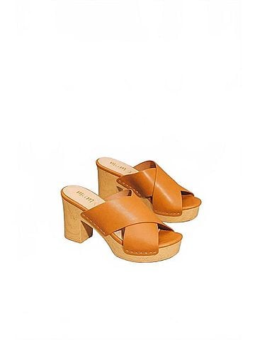 Mi.Im Women's Cora Crisscross Platform Clog Sandal in Camel (view 2)
