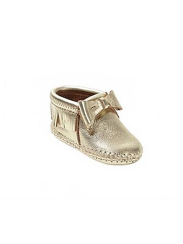 Minnetonka Girl's Rosie Metallic Leather Bootie 3 Mo in Gold (view 1)