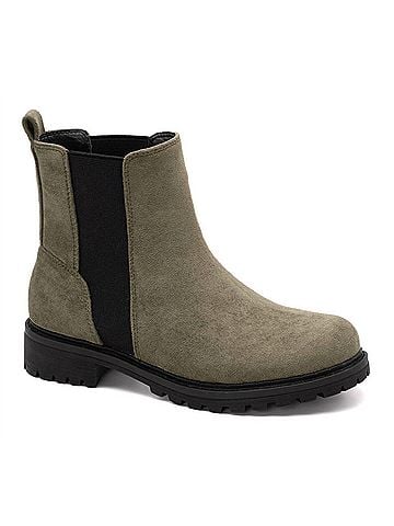 Corkys Women's Suede Howl Bootie in Green (view 1)