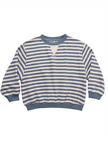 Rylee + Cru Oversized Crew Sweater in Marine Stripe (view 1)