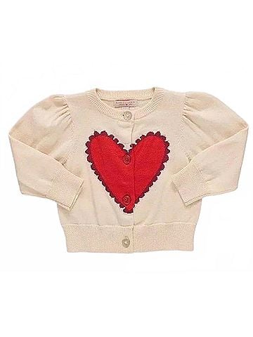 Pink Chicken Baby Constance Sweater in Cream/Red (view 1)