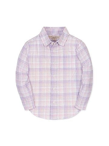 Hope & Henry Boy's Linen Button Down Shirt in Monet Plaid (view 1)