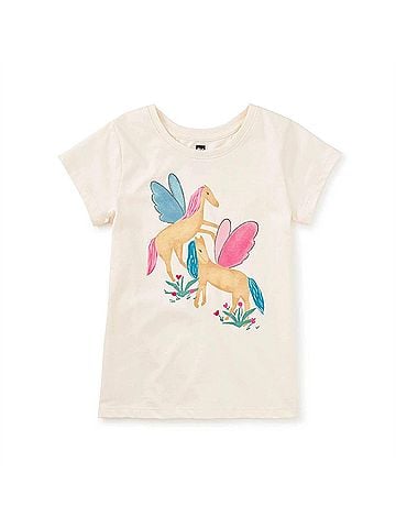 Tea Collection Kids Winged Horses Graphic Tee in Beige (view 1)