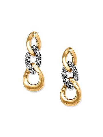 Brighton Women's Cleo Pave Link Post Drop Earrings in Gold (view 1)