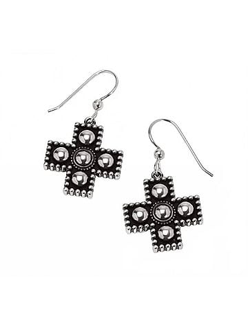 Brighton Women's Pretty Tough Small Cross French Wire Earrings in Silver (view 1)