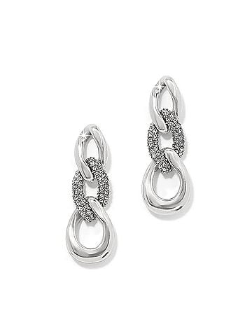 Brighton Women's Cleo Pave Link Post Drop Earrings in Silver (view 1)