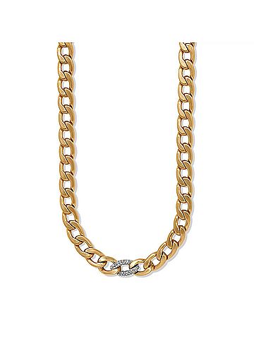 Brighton Women's Cleo Pave Link Necklace in Gold (view 2)