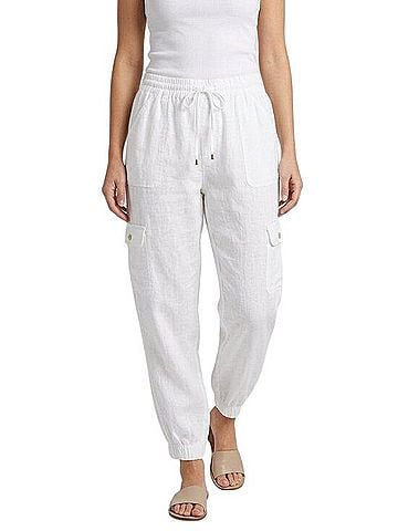 Nicole Miller Linen Cargo Jogger Pants Cargo Pants (view 1)