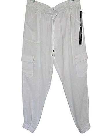 Nicole Miller Linen Cargo Jogger Pants Cargo Pants (view 2)