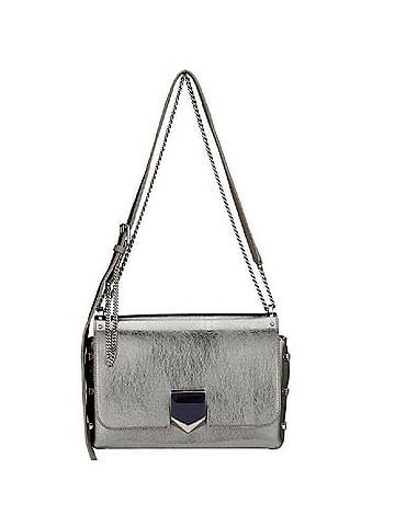 Jimmy Choo Women's Lockett Studded Leather Crossbody Bag in Metallic Silver (view 1)
