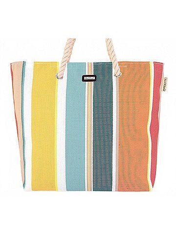 Sun N Sand Women's Striped Poly Shoulder Tote Bag in Aqua (view 2)