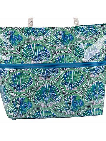 Sun N Sand Women's Tropical Seashell Shoulder Tote Bag in Green Blue (view 2)