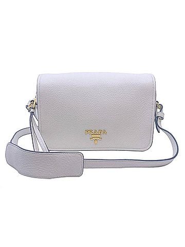 Prada Women's Vitello Phenix Leather Flap Crossbody Bag in Ivory (view 1)