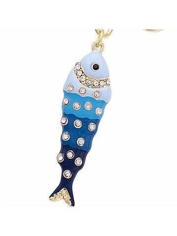 Canvas Women's Pavé Crystal Sardine Bag Charm in Blue (view 2)