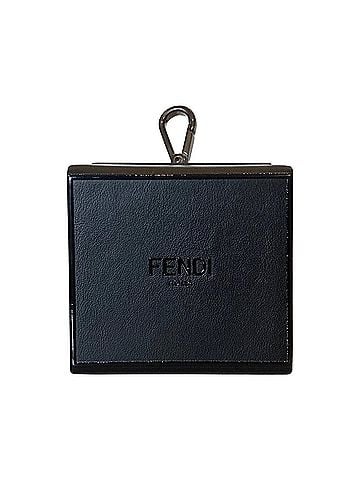 Fendi Women's Roma Mini Box Leather Key Ring Charm in Black (view 1)