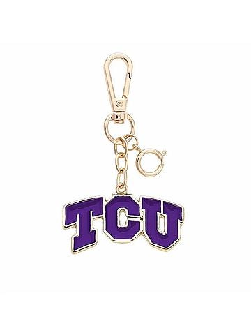 Canvas Women's Tcu Horned Frogs Enamel Logo Bag Charm in Purple (view 1)
