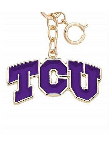 Canvas Women's Tcu Horned Frogs Enamel Logo Bag Charm in Purple (view 2)
