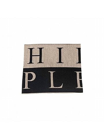 Philipp Plein Unisex Logo Scarf in Beige/ Black (view 2)