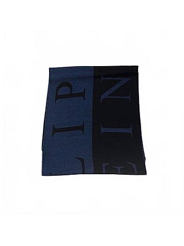 Philipp Plein Unisex Logo Scarf in Blue/ Black (view 2)