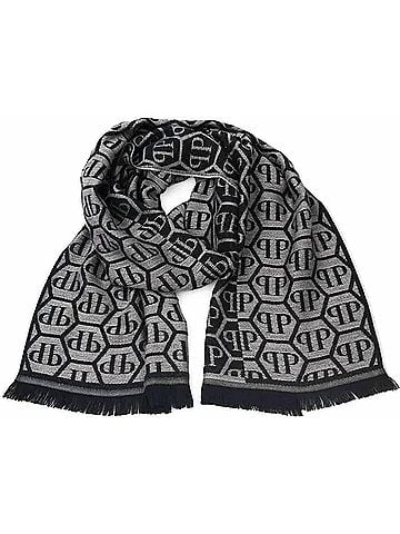 Philipp Plein Unisex Logo Scarf in Grey/ Black (view 1)