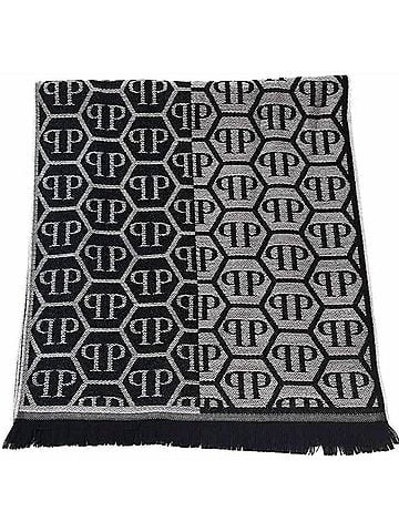 Philipp Plein Unisex Logo Scarf in Grey/ Black (view 2)