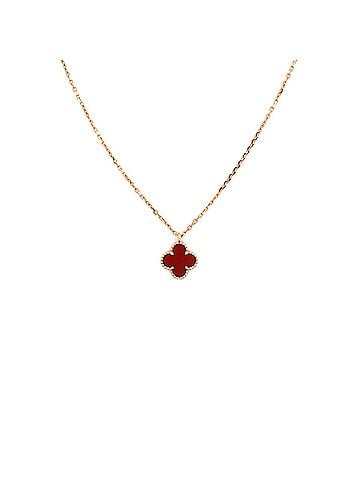 Van Cleef & Arpels Sweet Alhambra Pendant Necklace 18K Rose Gold and Carnelian (view 1)