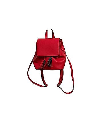 French Connection Red Faux Leather Tassel Mini Backpack (view 1)