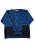 Diane von Furstenberg 100% Acrylic Graphic Blue Black Pullover Sweater Size L - photo 1
