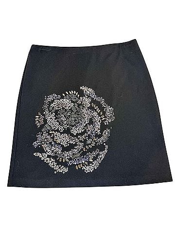 Saks Fifth Avenue Sequin Beaded Rose Mini Skirt Casual Skirt (view 1)