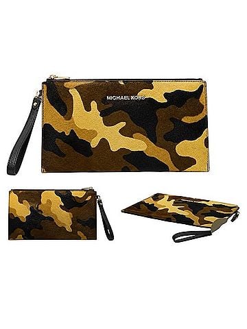 Michael Kors Camouflage Wristlet Leather Clutch (view 1)