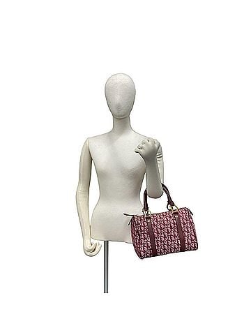 Christian Dior Christian Dior Trotter Pattern Canvas Leather Genuine Handbag Mini Boston Bag Bordeaux 23-10 (view 2)