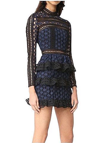 Self-Portrait High Neck Star Lace Cocktail Dress (view 2)