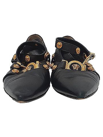 Versace Versace Tribute Logo Ballerina Flats in Black Leather (view 2)