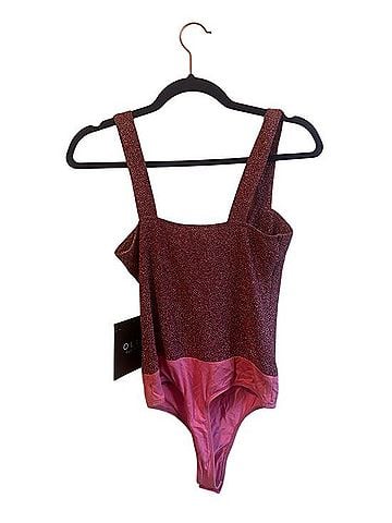 Olia Pink Shimmer Square-Neck Bodysuit 3/4 Sleeve T-Shirt (view 2)