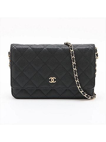 Chanel Chanel Matelassé Caviar Skin Leather Long Wallet with Guarantee and Serial Number, Chain for Women (view 1)