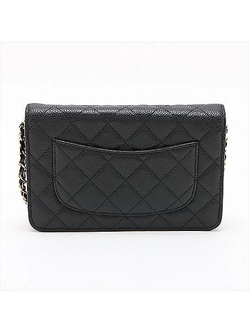 Chanel Chanel Matelassé Caviar Skin Leather Long Wallet with Guarantee and Serial Number, Chain for Women (view 2)