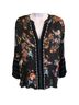 Johnny Was 100% Rayon 100% Polyester Floral Black Blue 3/4 Sleeve Blouse Size S - photo 1