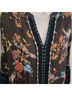 Johnny Was 100% Rayon 100% Polyester Floral Black Blue 3/4 Sleeve Blouse Size S - photo 4