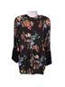 Johnny Was 100% Rayon 100% Polyester Floral Black Blue 3/4 Sleeve Blouse Size S - photo 2