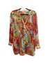 Soft Surroundings 100% Polyester Paisley Red Yellow Green Button-Down Shirt Size M - photo 1