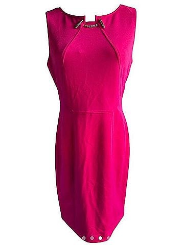 Ivanka Trump Fuchsia Sheath Dress With Gold Chain Accent Cocktail Dress (view 1)