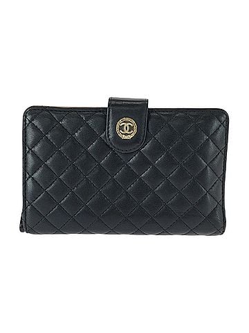 Chanel CHANEL Matelassé Coco Mark Black Pink Gold Hardware Leather Folding Wallet Compact for Women (view 1)