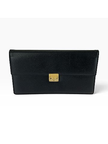 Yves Saint Laurent YVES SAINT LAURENT Black Leather Clutch Bag with Gold Hardware for Men (view 1)