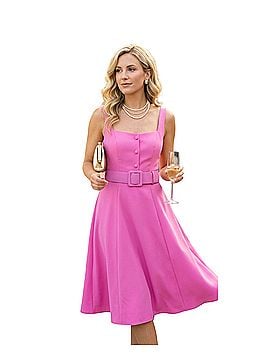 Mac Duggal Pink Belted A Line Ileena Cocktail Dress (view 1)